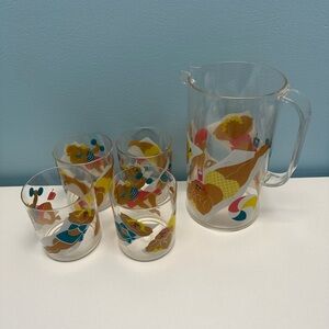 Leah Designs Vintage Plastic Beach Bikini Girls Picture And 4 Cups Summer 90s